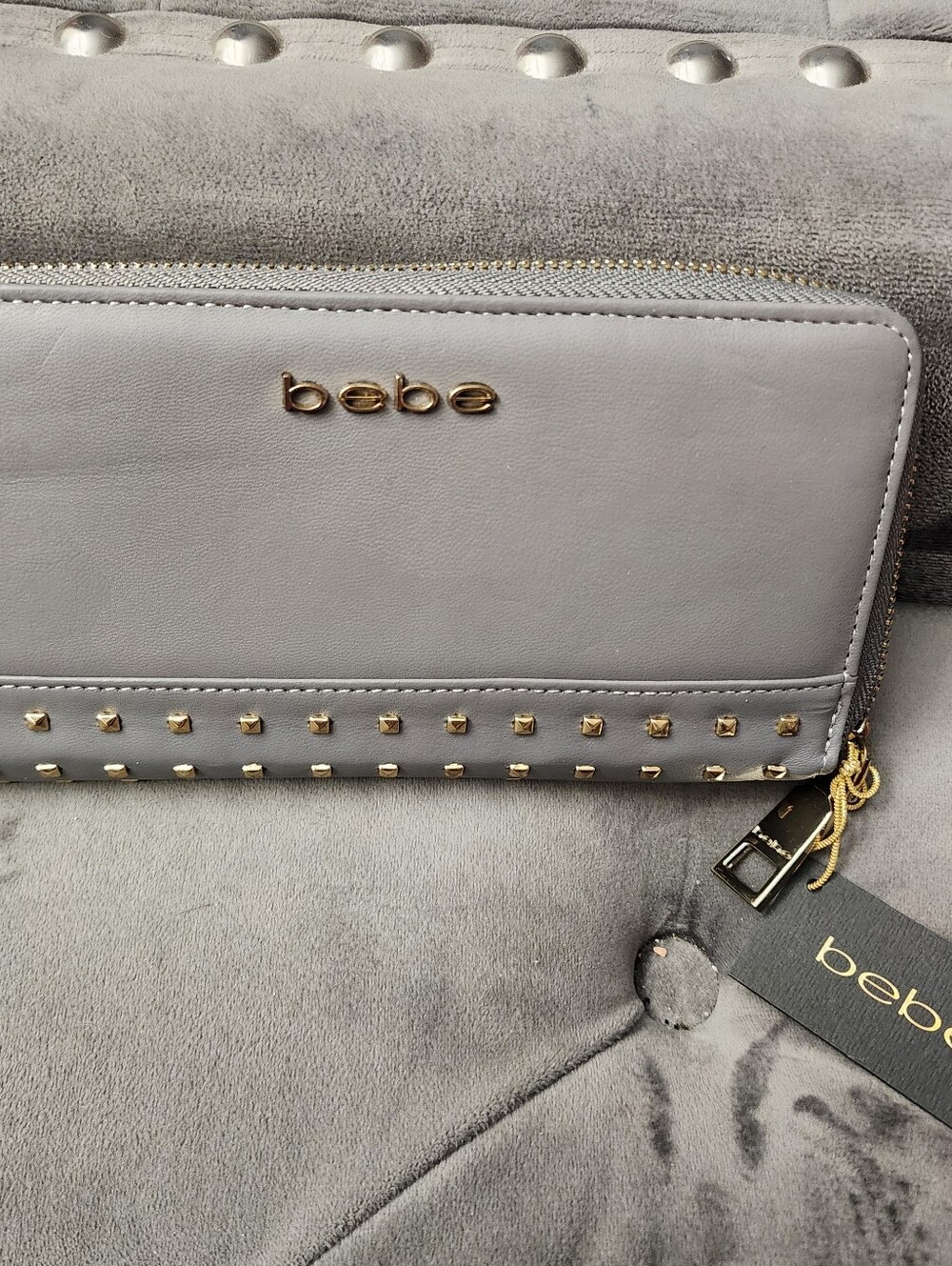 bebe White Wallet with Gold Studs - NEW WITH TAG